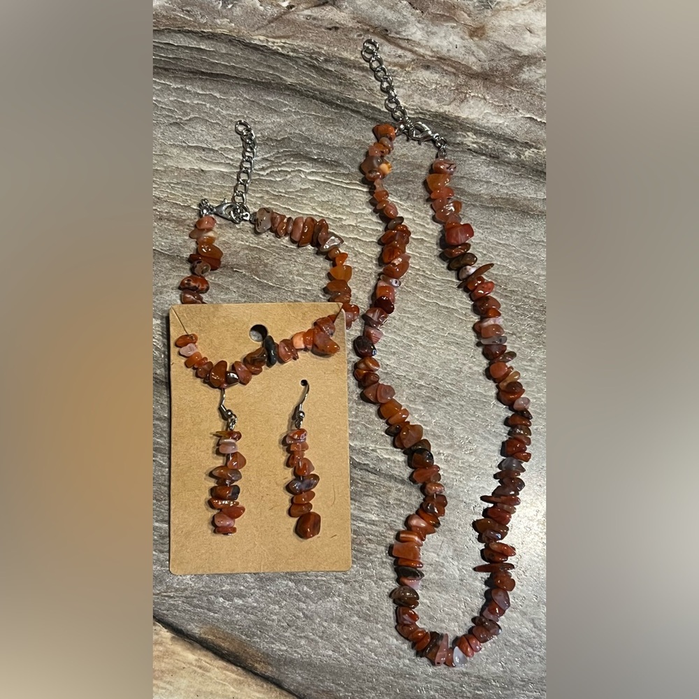 Elegant Brown Stone Jewelry Set